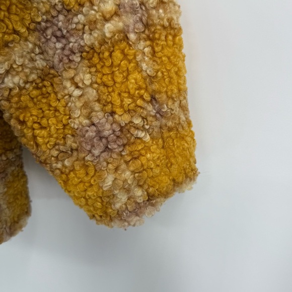 Driftwood Ryan Plaid Sherpa Teddy Jacket Women’s Gold Size Medium Button Front - Picture 10 of 11
